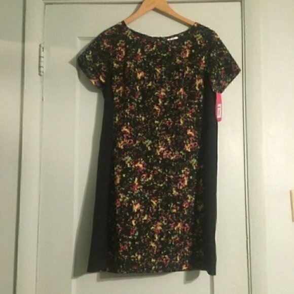 XHILIRATION Black and Floral Color Block Dress XL - Picture 4 of 9